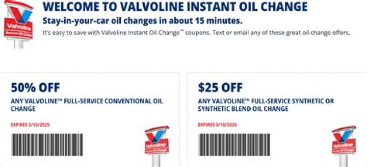 Valvoline Oil Change Coupons: Save Up to 50%